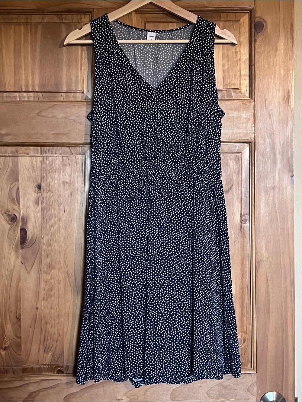 Old Navy Navy Dress with White Polka Dots, Midi V‑Neck